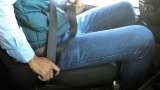 Truck driver using seat belt